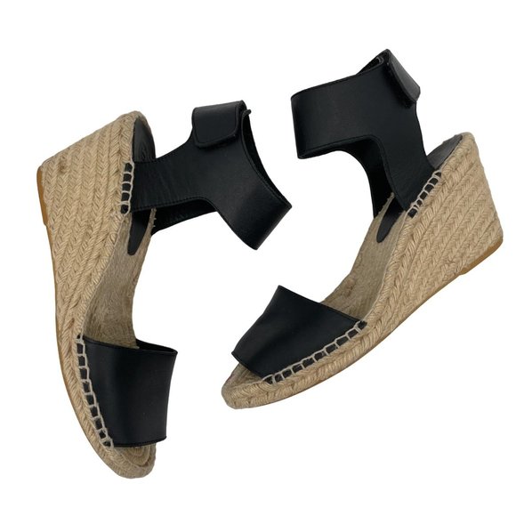 Vince Shoes - Vince Size 9 Sophie Espadrille Wedge Leather Sandals 3" Heels Women's Open Toe